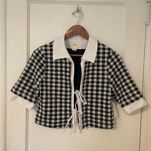 Maeve Collared Tie-Front Top - size small - Picture 2 of 5